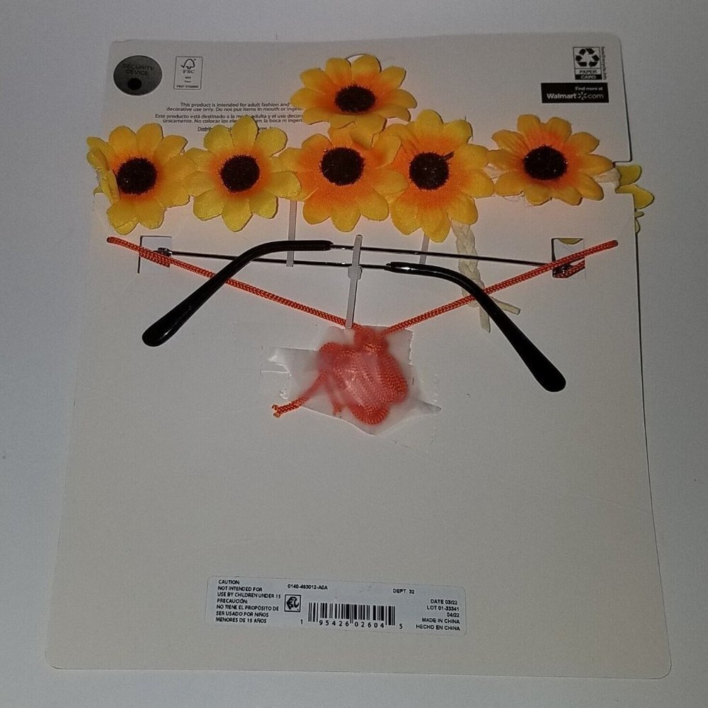 NEW Hippie Flower Power Halloween Costume Sunflower Headband Sunglasses Peace - Picture 4 of 4